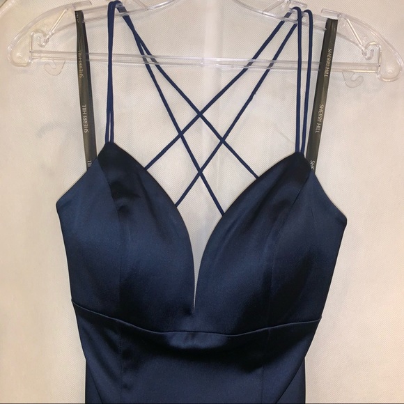 Sherri hill satin blue long dress - Picture 7 of 14